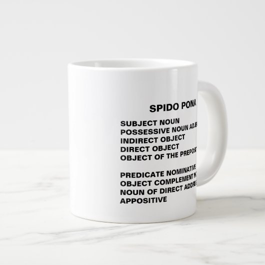 Giant Spider SPIDO PONA Noun nutzt Mnemonic Jumbo-Tasse (Vorderseite Rechts)
