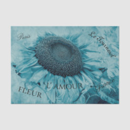 Giant Sunflower Light Aquamarin Blue Vintages Skri Seidenpapier