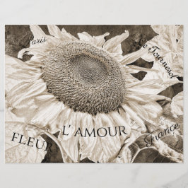Giant Sunflowers Sepia Brown Ephemera Script