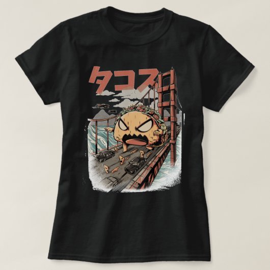 Giant Taco Monster Kaiju mexikanisches Essen Kawai T-Shirt (Design vorne)