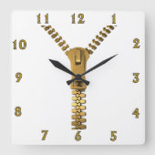 Giant Zipper Wall Clock Quadratische Wanduhr (Vorderseite)
