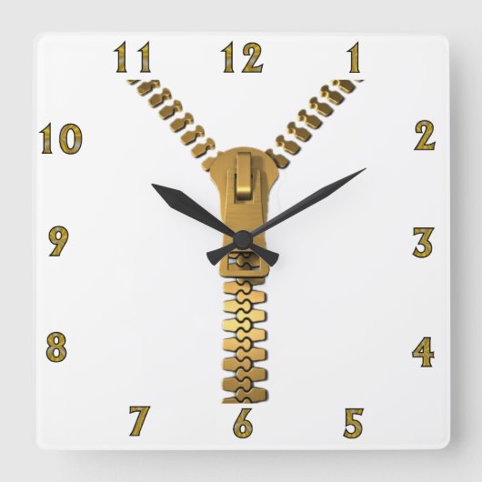 Giant Zipper Wall Clock Quadratische Wanduhr (Vorderseite)