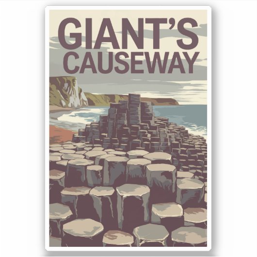 Giant's Causeway Irland Illustration Travel Art Aufkleber (Vorderseite)