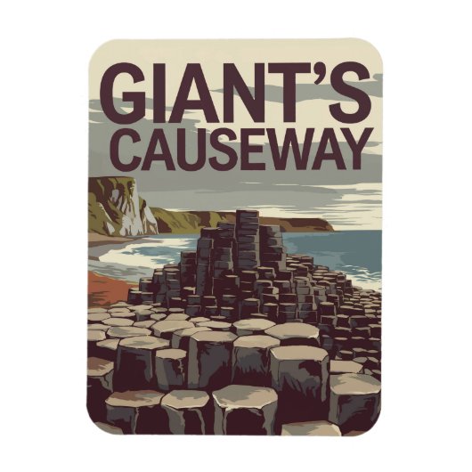 Giant's Causeway Irland Illustration Travel Art Magnet (Vertikal)