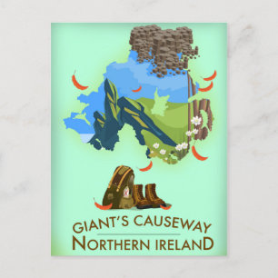 Giants Causeway Nordirland Karte Reiseplakat