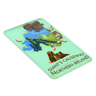 Giants Causeway Nordirland Karte Reiseplakat Magnet