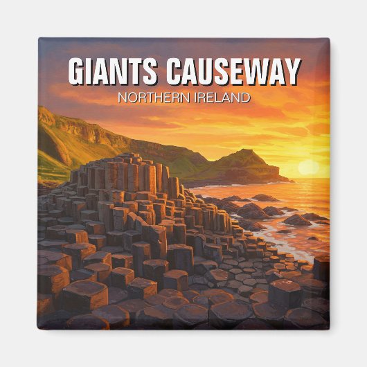 Giants Causeway Nordirland Reisen Sunset Magnet (Vorne)