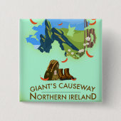 Giants Causeway Northern Ireland Map Reiseplakat Button (Vorderseite)