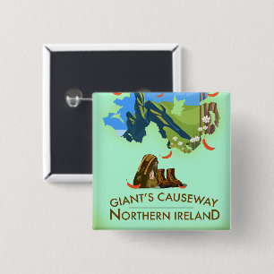 Giants Causeway Northern Ireland Map Reiseplakat Button
