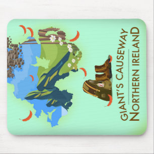 Giants Causeway Northern Ireland Map Reiseplakat Mousepad