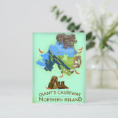 Giants Causeway Northern Ireland Map Reiseplakat Postkarte (Stehend Vorderseite)
