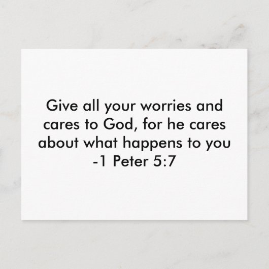 Gib all deine Sorgen und kümmere dich um Gott, den Postkarte (Vorderseite)