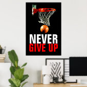 Gib Basketball nie Motivierend auf Poster (Heimbüro)