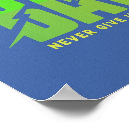 Gib Batman nie auf, der mit Grafik läuft Poster (Ecke)