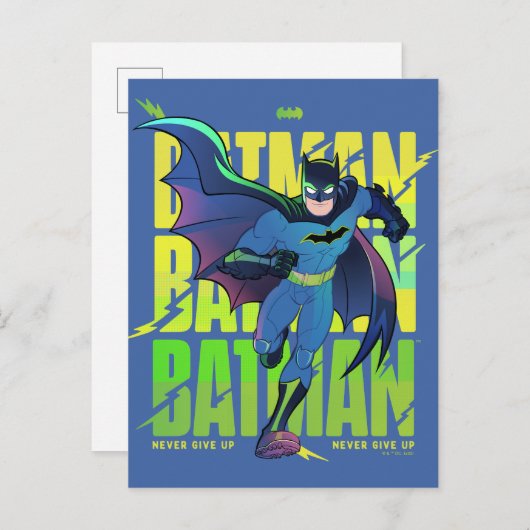 Gib Batman nie auf, der mit Grafik läuft Postkarte (Vorne/Hinten)
