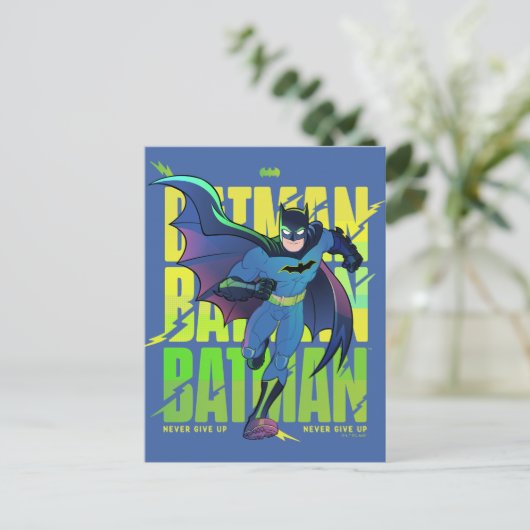 Gib Batman nie auf, der mit Grafik läuft Postkarte (Stehend Vorderseite)