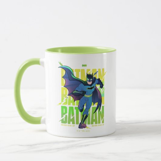 Gib Batman nie auf, der mit Grafik läuft Tasse (Links)