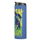 Gib Batman nie auf, der mit Grafik läuft Thermosbecher (Nach rechts gedreht)