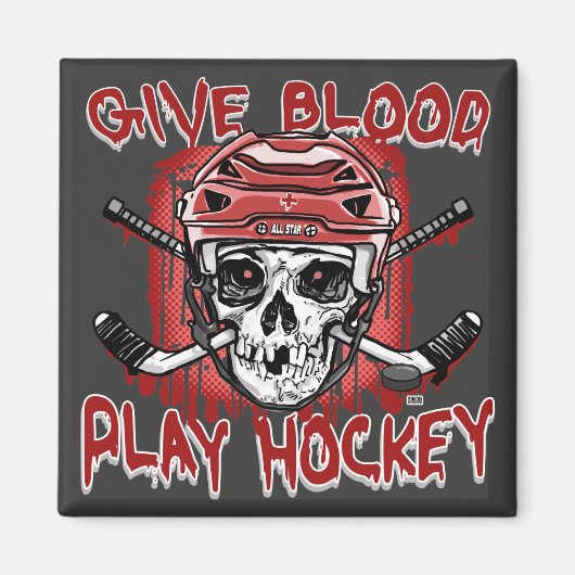 Gib Blood Play Hockey Red Magnet (Vorne)