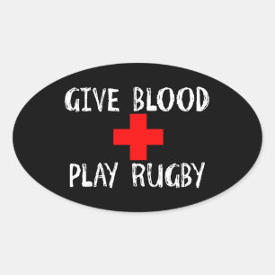 Gib Blut, spiele Rugby Ovaler Aufkleber