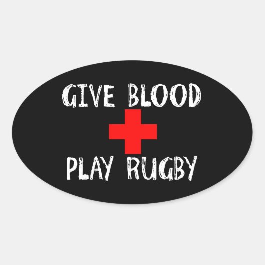 Gib Blut, spiele Rugby Ovaler Aufkleber (Vorderseite)