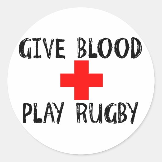 Gib Blut, spiele Rugby Runder Aufkleber (Vorderseite)