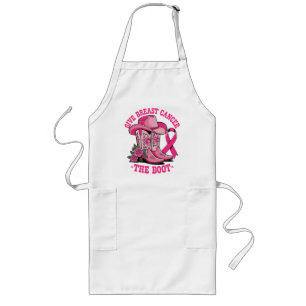 Gib Brustkrebs den Tritt Rosa Cowboystiefel Hut Lange Schürze