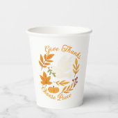 'Gib Dank, wähle Frieden' Papiertasse Pappbecher (Rückseite)