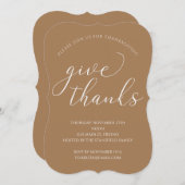 Gib Dankeschön an Elegant White Script Erntedank Einladung (Vorne/Hinten)