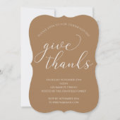 Gib Dankeschön an Elegant White Script Erntedank Einladung (Vorderseite)