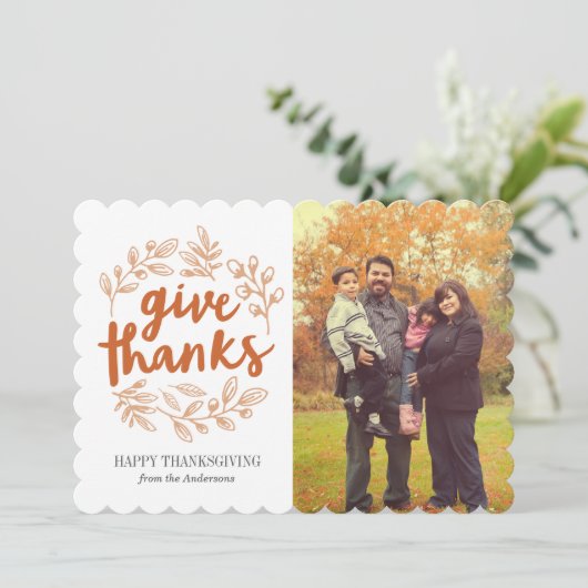 Gib Dankeschön Script Foto Card Einladung (Stehend Vorderseite)