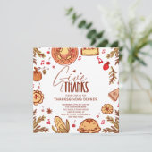 Gib Dankhand Drawn Erntedank Einladung (Stehend Vorderseite)