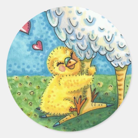 GIB DEIN MOMMA, NIEDLICH BABY CHICK LIEBEN MUTTER  RUNDER AUFKLEBER (Vorderseite)