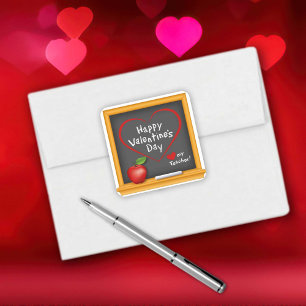 Gib deinem Lehrer einen glücklichen Valentinstag! Quadratischer Aufkleber