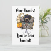 Gib dem grauen Erntedank einen guten Dank Einladung (Stehend Vorderseite)