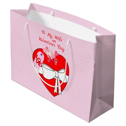 Gib dir mein Herzgeschenk für Ehefrau Girlfriend M Große Geschenktüte (Rückseite Schrägansicht)