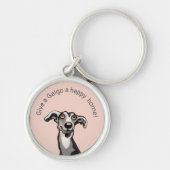 Gib einem Galgo eine glückliche Zuhause, rosa, gra Schlüsselanhänger (Vorne)