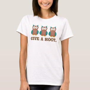 Gib einen HOOT Cartoon Owl Bird Eyes Owls T - Shir T-Shirt