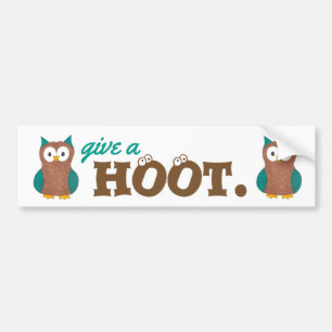 Gib einen HOOT Cartoon Owl Bird Owls Autoaufkleber