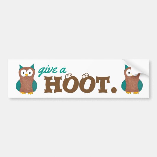 Gib einen HOOT Cartoon Owl Bird Owls Autoaufkleber (Vorne)