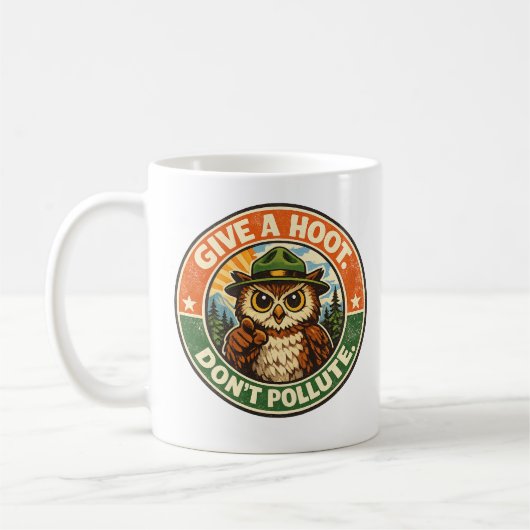 Gib einen Hoot, verschmutze nicht Eule Kaffeetasse (Links)