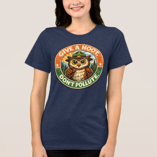 Gib einen Hoot, verschmutze nicht Eule Tri-Blend Shirt