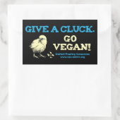 Gib einen Kluck. Geh Vegan! Rechteckiger Aufkleber (Tasche)