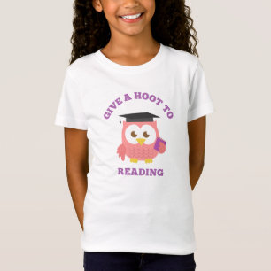Gib einen Uf-Ruf für das Lesen mit rosa Eule T-Shirt
