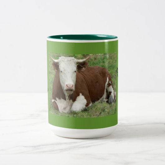 Gib 'Em den Vogel zum Erntedank! Zweifarbige Tasse (Mittel)