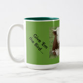 Gib 'Em den Vogel zum Erntedank! Zweifarbige Tasse (Links)