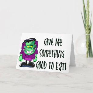 Gib etwas Gutes zu Halloween-Monsterkarte zu essen Karte