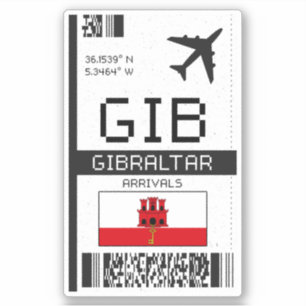 GIB Gibraltar Boarding Pass - Airport Travel Aufkleber