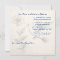 Gib Liebe und Frieden eine Chance. Globale Harmoni