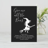 Gib mir alles Boos Black & White Halloween-Party Einladung (Stehend Vorderseite)